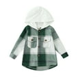 thumbnail image 1 of PINQI Toddler Cute Snowsuit Toddler Boys Girls Shirt Coat Jacket Plaid Long Sleeve Kids Tops Hooded Outwear with Pocket 6M-4 Years(Green,18-24 Months), 1 of 6