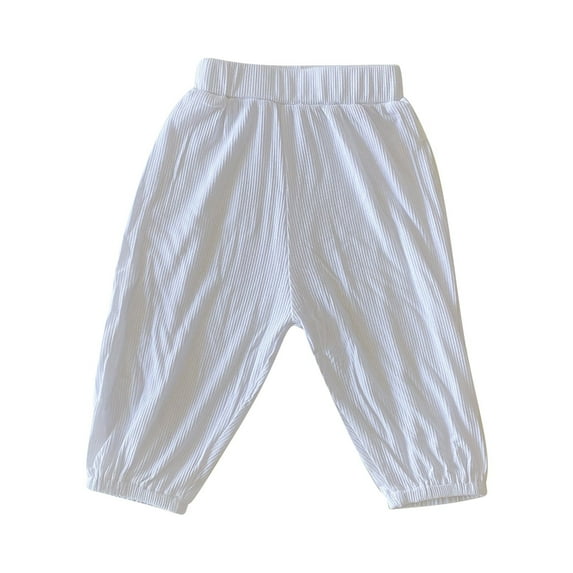 PINQI Toddler Daily Wear Joggers Baby Boys and Girls Pants Summer Thin Pants Big PP Pants Air Conditioning Pants Pull On Pants Casual Sport Trousers(White,3-6 Months)