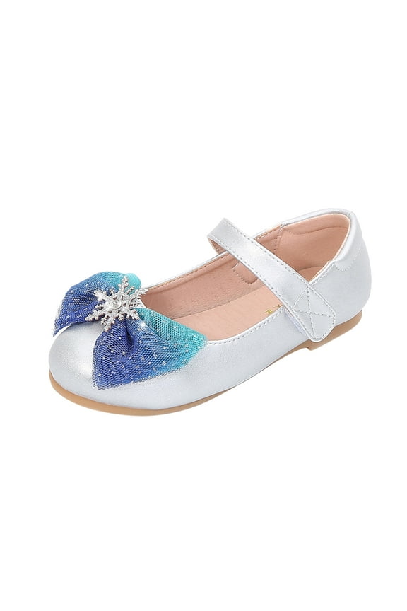 Toddler Girls Mary Jane Shoes Bow Snowflake Wedding Party Dress Flats Low Heels Ballet Dance Shoes