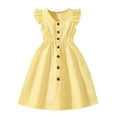 thumbnail image 1 of PINQI Toddler Girls Sleeveless Dresses Kids Girls Skirt Summer Children's New Clothing Primary School Dress Children's Fashion Button Princess Dresses (Yellow-2,11-12 Years), 1 of 3