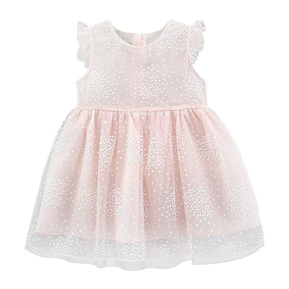 PINQI Toddler Girls Tutu Dress,Baby Girls Clothes Heart Print Mesh Tutu Sleeveless Square Neck Romper Dress Headband Princess Outfit(RD1-B,12-18 Months)