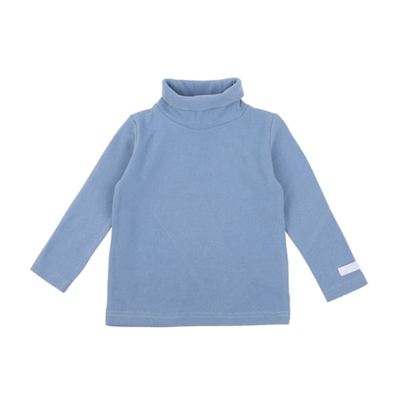 PINQI Toddler Tops Girl Solid Color High Neck Warm Base Long Sleeve T Shirt Children's Casual Home Wear Base Top for 0 To 14 Years