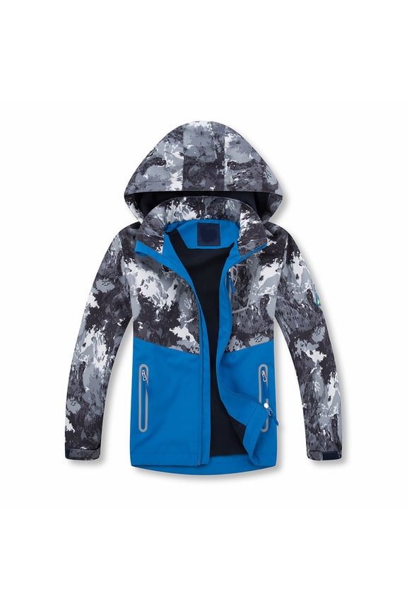 Toddler Warm Jacket Children's Jacket Colorblocking Camouflage Zipper Shirt Waterpr00f And Breathable Outdoor Kids Jacket