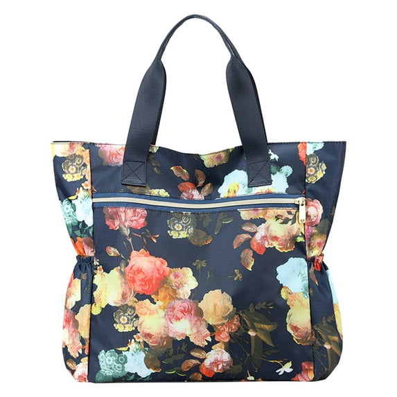PINQI Tote Bag for Ladies Large Lightweight Nylon Shoulder Handbags and Travel Work Purse Womens Zipper Fashion Handbags(I,One Size)