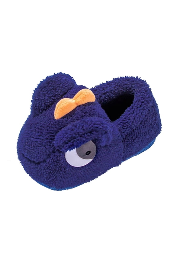 Unisex Baby Round Toe Slippers Kids Pack with Little Dinosaur Home Warm Cotton Slippers Shoes for Indoor Outdoor House Shoes Bedroom Slippers(Blue,0-12 Months)