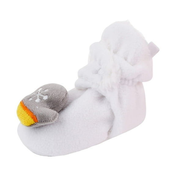 PINQI Unisex Child First Walking Shoes Christmas Booties Soft Baby Santa Winter Warm Slippers Snow Boots Crib Shoes for Indoor Outdoor House Shoes Bedroom Slippers(White,9-12 Months)