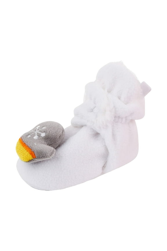 Fashion Xmas Boots,Baby Beach Christmas Booties Soft Baby Santa Winter Warm Slippers Snow Boots Crib Shoes for 0-12 Months(White,3-6 Months)