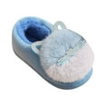 thumbnail image 1 of PINQI Unisex Child Indoor Slippers Kids Children's Boys Girls Fashion Shoes Cute Plush Shoes Indoor Home Warm and Cute Cotton Slippers for Indoor Outdoor(Blue,7-8 Years), 1 of 7