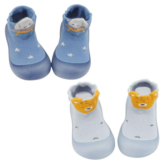 PINQI Unisex Child Soft Sole Slippers Toddler Baby Girls Boys Sock Shoe Elastic Indoor Slipper First Cute Cats Soft Sole Rubber Shoes for Indoor Outdoor (Blue,3-3.5 Years)
