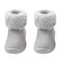 thumbnail image 1 of PINQI Unisex Child Warm Slippers Socks Slipper Baby Girls Kids Solid Knit Stocking Soft Warm Shoes Toddler Boys Sole Rubber Baby Shoes(Gray,9-12 Months), 1 of 5