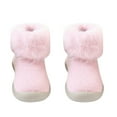 thumbnail image 1 of PINQI Unisex Child Warm Slippers Socks Slipper Baby Girls Kids Solid Knit Stocking Soft Warm Shoes Toddler Boys Sole Rubber Baby Shoes(Pink,9-12 Months), 1 of 6