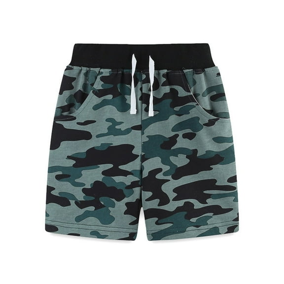 PINQI Pull On Shorts for Toddler Boys Summer Pants Knitted Cotton Sports Shorts Small Children Drawstring Camouflage Casual Five Pants