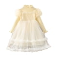 thumbnail image 1 of PINQI Warm Clothes for Little Toddler Girl Long Sleeve Sweater Tulle Patchwork Princess Dress for 1 To 7 Years 2024 Fall Winter Clothes(Yellow,5-6 Years), 1 of 3