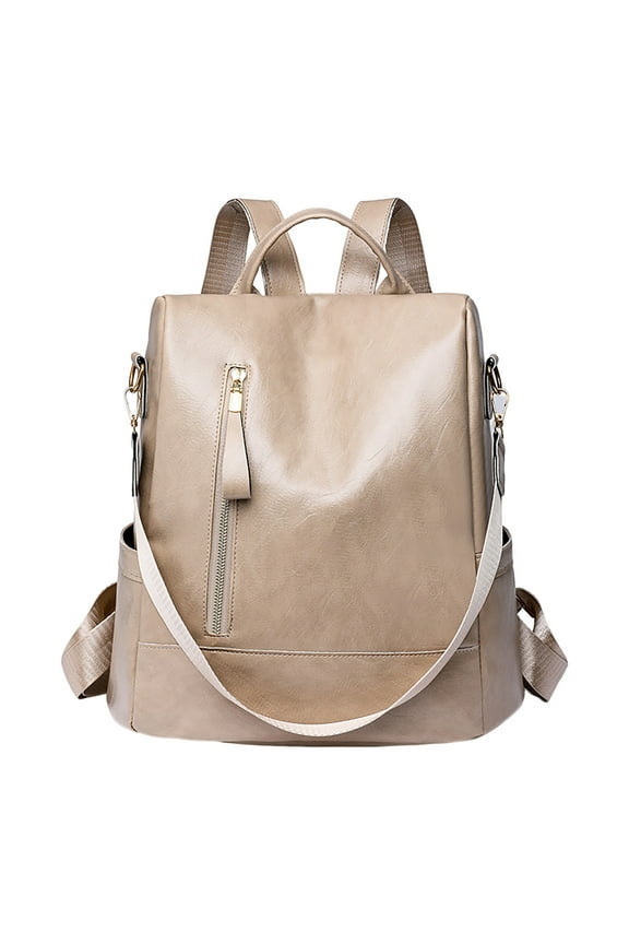 Women's Shoulder Bag 2025 New Soft PU Leather Texture Backpack Large Capacity Multiple Purpose Casual Backpack College Shoulder Bag(White,One Size)