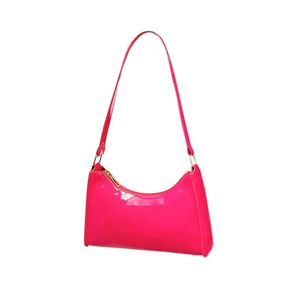 PINQI Women's Small Artificial Leather Tote Bag Square Bag Satchel Purse Handbags Ladies Shoulder Bag Casual Crossbody Bags(Hot Pink,One Size)