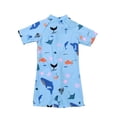 thumbnail image 1 of PINQI Workout Shorts for Children Lake Blue Pattern Short Sleeve Swimsuit Beach Swimwear Bathing Suits Toddler Boys Girls Zipper Rash Guard Swimsuit Comfortable, 1 of 9