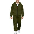 thumbnail image 1 of PINQI Youth Boys Fleece Sweatsuits 2 Piece Zipper Hoodies Sweatpants Set Kids Plain Hoodies Sweatshirts Joggers Tracksuits, 1 of 6