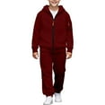 thumbnail image 1 of PINQI Youth Boys Fleece Sweatsuits 2 Piece Zipper Hoodies Sweatpants Set Kids Plain Hoodies Sweatshirts Joggers Tracksuits, 1 of 6