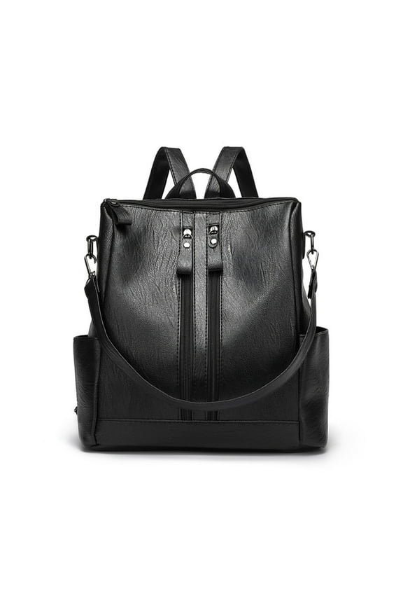 Zipper Backpack for Women Fashion Backpack Purse Cute Fashion Backpack Pu Leather Backpack Handbags Casual Back Pack Bags (Black,One Size)