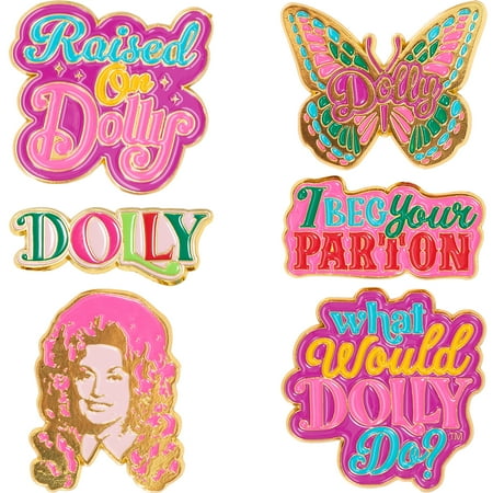 Dolly Parton Christmas Enamel Lapel Pins 6 Count Multicolor Party Favors 2" x 2"