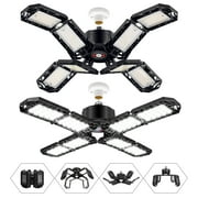 PINSAI 2 Pack LED Garage Light,150 Watt 8 Adjustable Panel Screw in E26/E27 Ceiling Lighting Lamp