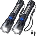 thumbnail image 1 of PINSAI 2Pack Rechargeable Flashlights High Lumens, Tactical flashlights Super Bright LED Flashlight Powerful Waterproof, Zoomable for Emergencies Camping, 1 of 5