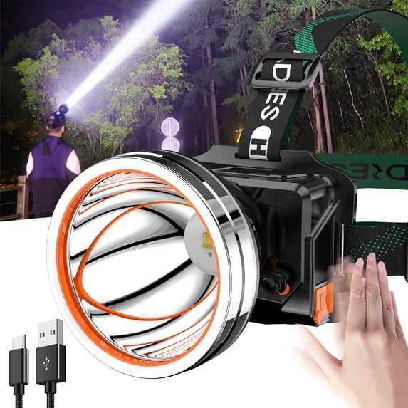 Rechargeable LED Headlamp,High Power LED Headlamp Super Bright Adult Headlight Spotlight,Waterproof Outdoor Light Flashlight,Portable Head Lamp For Camping, Running, Climbing, Hiking
