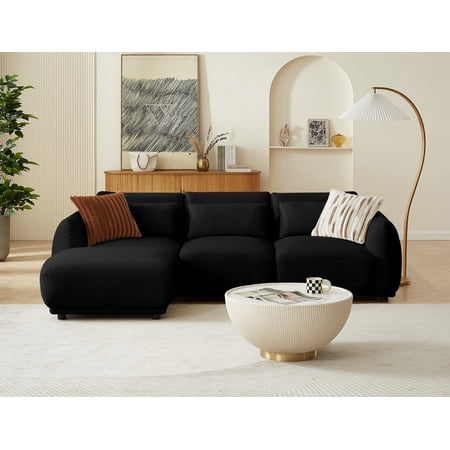 FREEHOMAE L Shaped Modular Sectional Couch with Removable Ottoman, Convertible Cloud Sofa for Living Room,Comfort Small Couch for Small Spaces(3 Set + 1 Ottomans - Black)