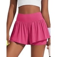 thumbnail image 1 of Pinspark Flowy Shorts for Women 2 in 1 Running Workout Gym Athletic Tennis Short High Waisted Active Wear with Pockets, 1 of 9