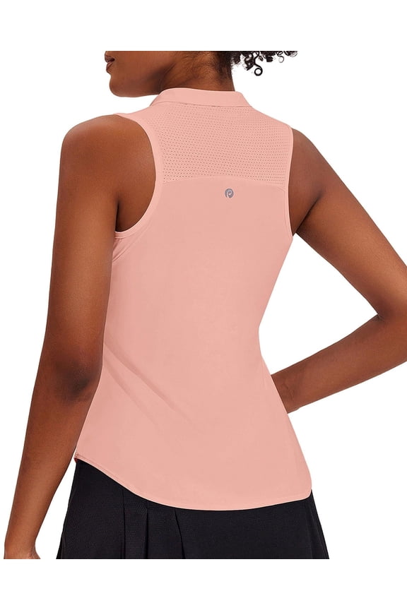 Golf Shirts Women Sleeveless Tennis Polo Lightweight Racerback Tank Tops V Neck with Collar Athletic Tops