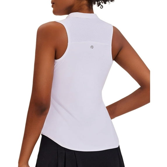 Pinspark Sleeveless Golf Shirts for Women UV Protection Performance Tennis Polo Shirts Racerback Collared Athletic Tank Top Plus Size Golf Outfit