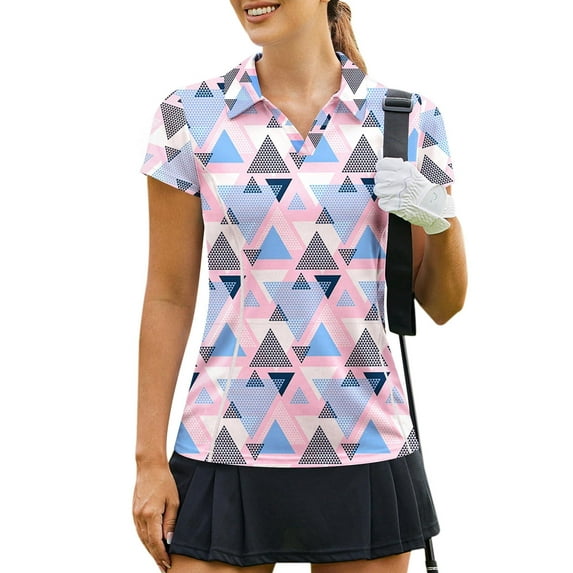 Pinspark Golf Shirts for Women Short Sleeve Tops Lightweight Tennis Polo Sweat Wicking Polyester T-Shirts Plus Size