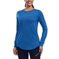 thumbnail image 1 of Pinspark Long Sleeve Workout Tops for Women Athletic Hiking Shirt Crew Neck Yoga Top Lightweight Rash Guard, 1 of 8