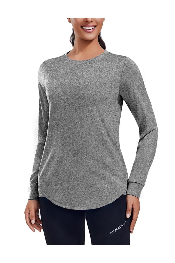 Long Sleeve Workout Tops for Women Athletic Hiking Shirt Crew Neck Yoga Top Lightweight Rash Guard