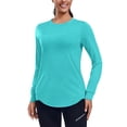 thumbnail image 1 of Pinspark Long Sleeve Workout Tops for Women Athletic Hiking Shirt Crew Neck Yoga Top Lightweight Rash Guard, 1 of 8