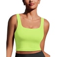 thumbnail image 1 of PINSPARK Longline Sports Bras for Women Workout Tanks Soft Square Neck Padded Crop Top Yoga Tank Tops Built in Bra Medium, 1 of 7