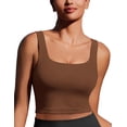 thumbnail image 1 of Pinspark Longline Sports Bras for Women Workout Tanks Soft Square Neck Padded Crop Top Yoga Tank Tops Built in Bra, 1 of 6