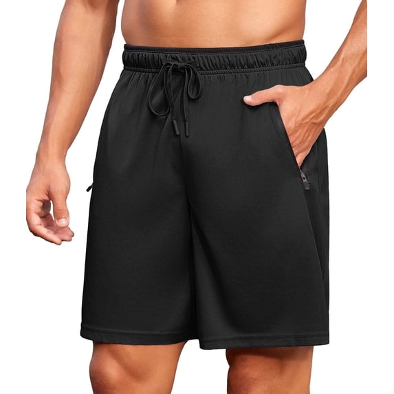 Pinspark Men's Athletic Running Shorts 7" Mesh Quick Dry Workout Shorts with Zipper Pockets Lightweight Gym Shorts