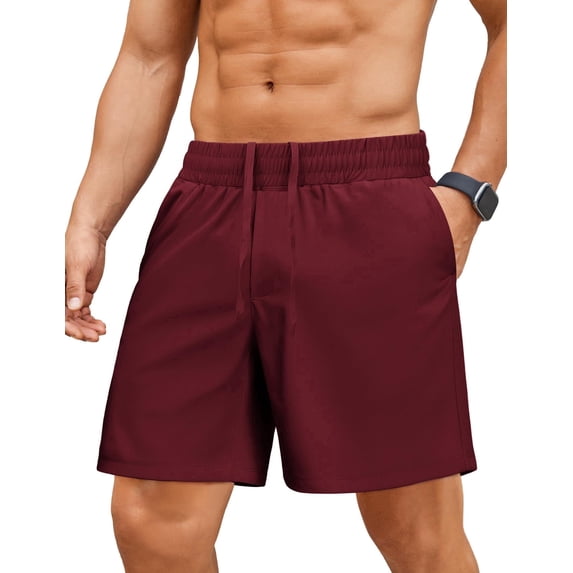Pinspark Men's Gym Workout Shorts - 7" Quick Dry Running Athletic Shorts with Towel Loop and Zipper Pockets