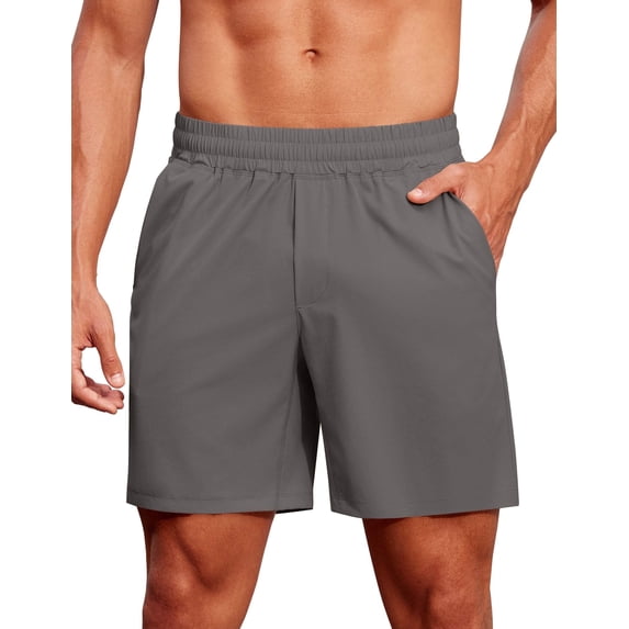 Pinspark Men's Gym Workout Shorts - 7" Quick Dry Running Athletic Shorts with Towel Loop and Zipper Pockets