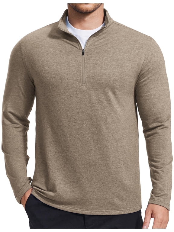 Men's Quarter Zip Up Pullover Mock Neck Sweatshirts Long Sleeve Golf shirts Performance Athletic Casual Workout