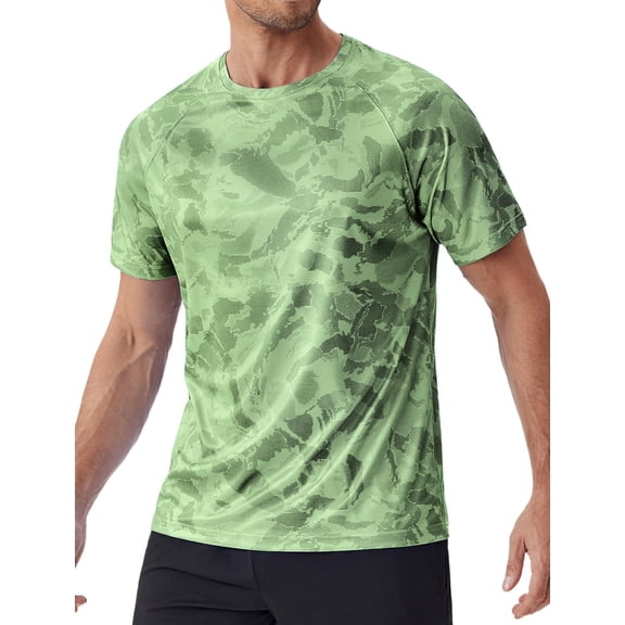 Pinspark Men's Rash Guard Swim Shirt UPF50+ Sun Protection Quick Dry Athletic Water Shirts for Men Surf Hiking Camouflage L