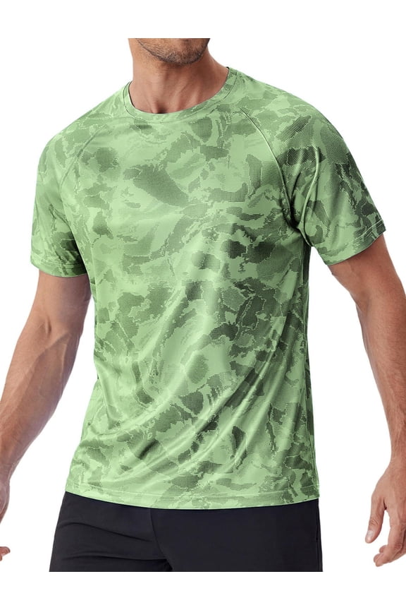 Men's Rash Guard Swim Shirt UPF50+ Sun Protection Quick Dry Athletic Water Shirts for Men Surf Hiking Camouflage L