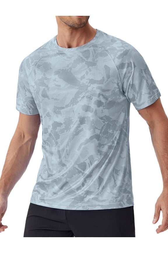 Men's Rash Guard Swim Shirt UPF50+ Sun Protection Quick Dry Athletic Water Shirts for Men Surf Hiking Light Grey XL