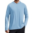 thumbnail image 1 of Pinspark Men's UPF 50+ Long Sleeve Rash Guard - Sun Protection Hoodie UV SPF Fishing Shirt for Athletic Running Swim Hiking Light Blue L, 1 of 8