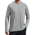 thumbnail image 1 of Pinspark Men's UPF 50+ Long Sleeve Rash Guard - Sun Protection Hoodie UV SPF Fishing Shirt for Athletic Running Swim Hiking Light Gray XL, 1 of 8