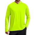 thumbnail image 1 of Pinspark Men's UPF 50+ Long Sleeve Rash Guard - Sun Protection Hoodie UV SPF Fishing Shirt for Athletic Running Swim Hiking Lime Green L, 1 of 8