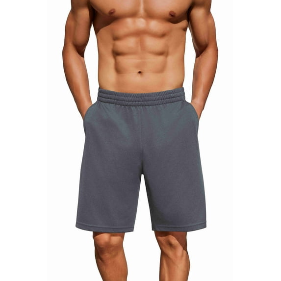 PINSPARK Mens Basketball Shorts with Pockets - 10" Quick Dry Lightweight Athletic Shorts Mesh Gym Shorts for Men