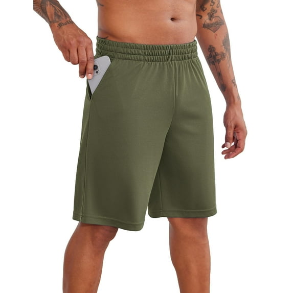 Pinspark Mens Basketball Shorts with Pockets - 10" Quick Dry Lightweight Athletic Shorts Mesh Gym Shorts for Men