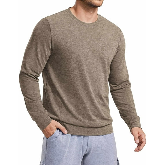 PINSPARK Lightweight Sweatshirts for Men Long Sleeve Crewneck Sweatshirt Casual Pullover Sweaters with Zipper Pocket